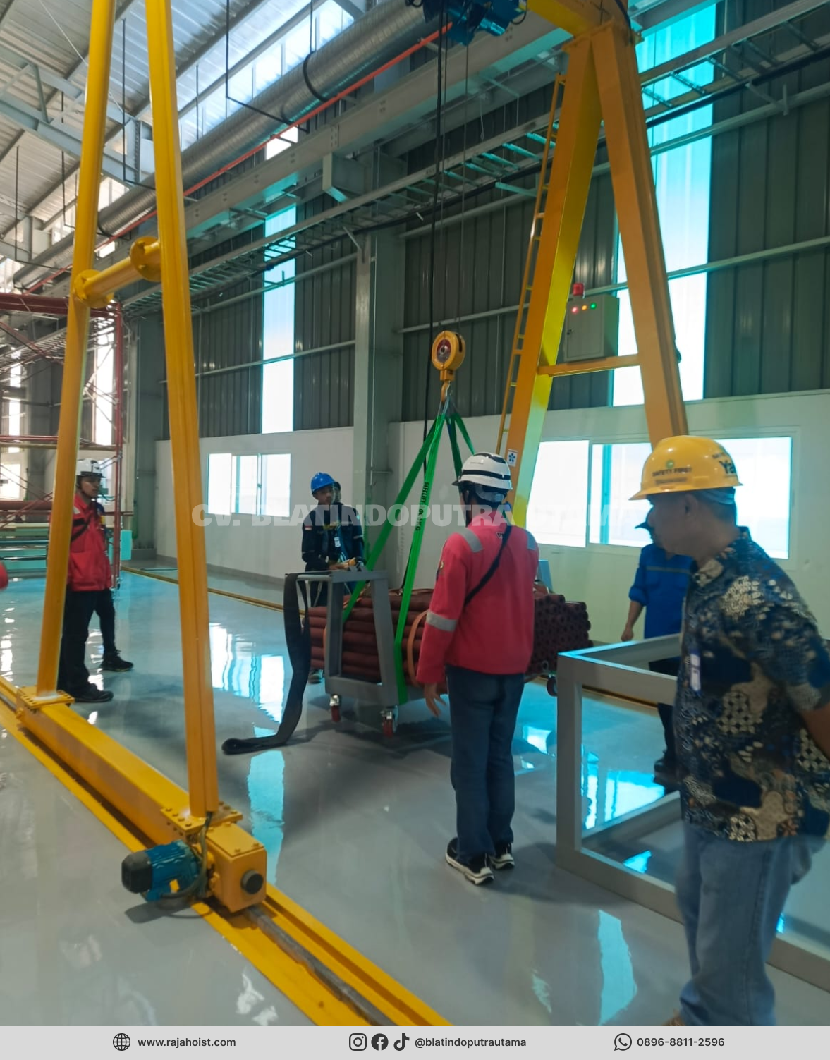 Overhead crane single girder 3 ton di workshop otomotif Jakarta Barat